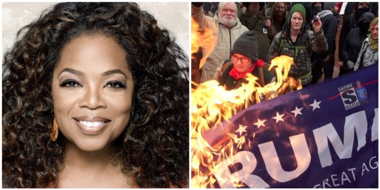 Oprah Offering Money to People to Burn Trump Flags