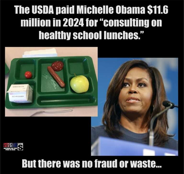 USDA Paid Michelle Obama $11.6 Million in 2024 for “Consulting on Healthy School Lunches”